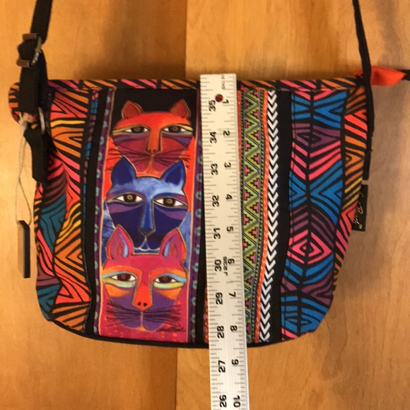 LAUREL BURCH Cat Print Crossbody Bag  Adjustable Strap Multicolor - Picture 9 of 16
